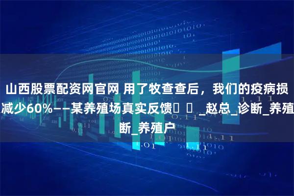 山西股票配资网官网 用了牧查查后，我们的疫病损失减少60%——某养殖场真实反馈​​_赵总_诊断_养殖户